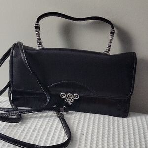 Brighton Black Shoulder Bag with Silver Accents